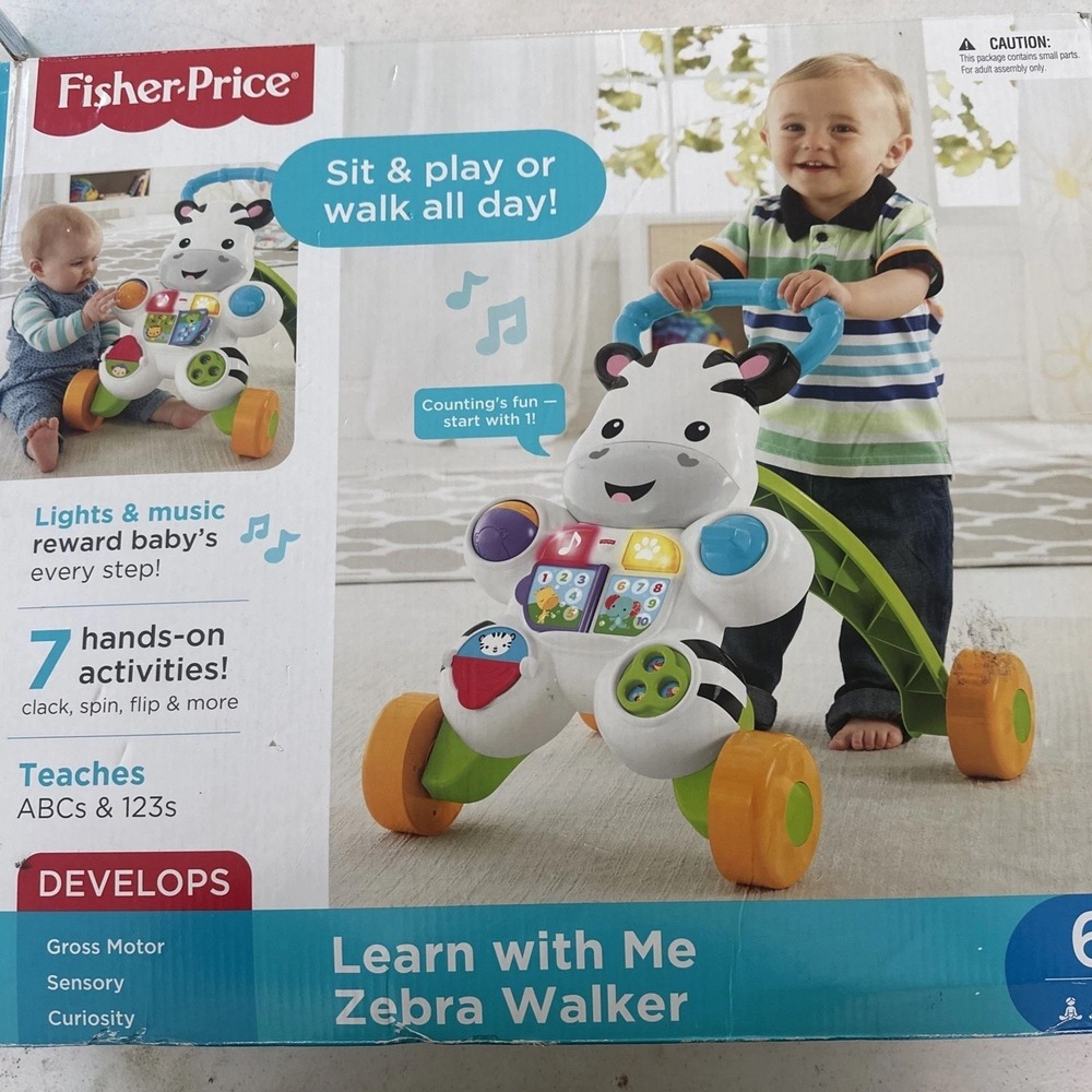 Fisher-Price Learn With Me Zebra Baby Walker Toddler DKH80 Open box